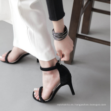 señoras simples peep-toe correa hebilla sandalias de tacón alto nuevo diseño